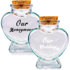 Gredstar 2 Pcs Honeymoon Sand Keepsake Jar Sand Bottles Keepsake Glass Bottles Decorative Jars Sand Container Honeymoon Gift Wedding+Honeymoon