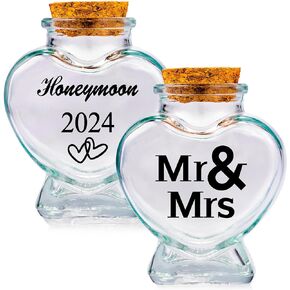 Gredstar 2 Pcs Honeymoon Sand Keepsake Jar Sand Bottles Keepsake Glass Bottles Decorative Jars Sand Container Honeymoon Gift Wedding+Honeymoon
