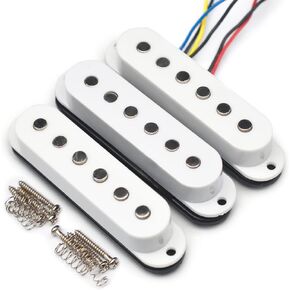 SAPHUE Single Coil Staggered Top Plastic Bobbin Pickup Electric Guitar Pickup Neck/Middle/Bridge 50/50/52mm for FD Strat Guitar Accessories (White)