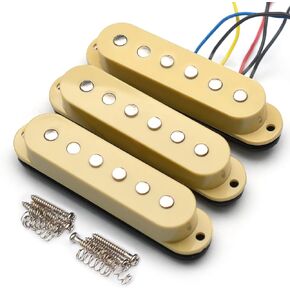 SAPHUE Single Coil Staggered Top Plastic Bobbin Pickup Electric Guitar Pickup Neck/Middle/Bridge 50/50/52mm for FD Strat Guitar Accessories (White)