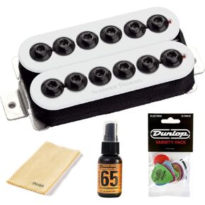 Seymour Duncan SH-8b Invader Humbucker Bridge Pickup, White - Bundled with Dunlop Pick Pack and Dunlop Polishing Kit