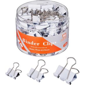 Binder Clips Assorted Sizes, White Binder Clips Set for Office and Home Use - Pack of 100