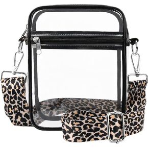 WEDDINGHELPER Clear Crossbody Bag, Clear Bag Stadium Approved, Clear Bag with Adjustable Strap for Sports Events
