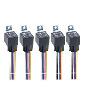5 Pack 5 PIN 12V Relay with Harness 40/30 AMP Car Relays Automotive Relay 5-Pin 30/40A 12V SPDT with Interlocking Relay Socket and Wiring Harness Relay Harness Spdt 12V Volt Relay with Wiring Harness
