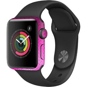 MightySkins Skin Compatible with Apple Watch Series 2 38mm - Pink Diamond Plate | Protective, Durable, and Unique Vinyl Decal wrap Cover | Easy to Apply, Remove, and Change Styles | Made in The USA