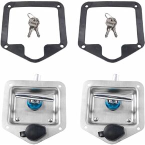 Tool Box Latch Stainless Steel T Handle Latch with Lock for Truck RV Camper Trailer Toolbox Highly Polished T-Handle Door Latch with Gasket and Keys 2Pcs