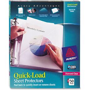 Avery Clear Quick Load Sheet Protectors, Non-Glare, Top & Side Load, 50 Document Protectors (73803)
