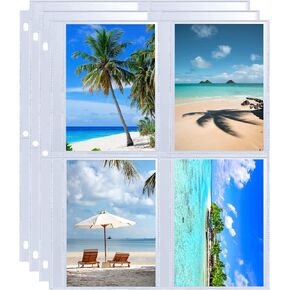 60 Pack 3.5x5 Photo Album Refill Pages for 3 Ring Binder,Ultra-Clear Photo Sleeves Holding 480 Pictures, Double-Sided 4 Pocket Photo Pages,Top Loading Photo Sheet Protector for Photos and Postcards