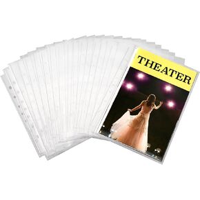 2Fold Binder for Holding Broadway Play Program and Theater Programs with 30 Custom Sheet Protectors - PU Leather - Fits Programs from Mid 1980s to Modern (Yellow/Black EmbossedP)