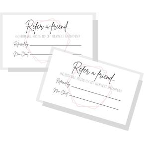 Referral Cards Small Business | 50 Pack | One Sided Referral Discount Card | 2x3.5" inches Business Sized Cards | Pink Geometric Shape Design