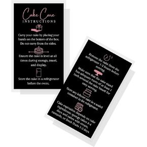 Cake Care Instruction Card | 50 Pack 2x3.5" Inch Cards | How to Properly Carry and Store Your Cake | Cake Makers Bakers Bakery Supplies Cards To Go With Cakes