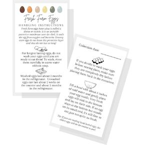 Fresh Farm Eggs Handling Instructions | 50 Pack | 2x3.5" inches Business Card | Egg Handling Instructions for Farm Fresh Eggs | White Card with Colored Egg Design