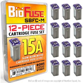 SBFC-M Slow Blow Micro Cartridge 20-Piece Fuse Assortment 15A 20A 25A 30A 40A (MCASE, FMM Type Fuses)