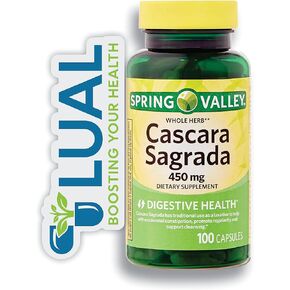 Natural Digestive Aid: Spring Valley Cascara Sagrada Herbal Supplement - 100 Count + Luall Sticker