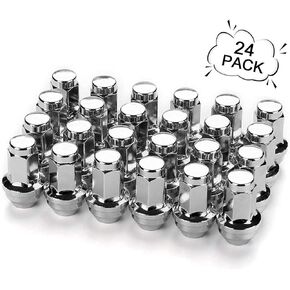 24 Chrome Wheel Lug Nuts 4L3Z-1012-A 611-288 Compatible with Ford F150 2000-2014, Expedition 2003-2014, Lincoln Navigator 2003-2014 Wheel Lug Nut Replaces 7L1Z1012A