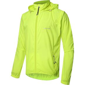 Men's High Visibility Cycling Jacket Convertible UPF50+ Windproof Lightweight Windbreaker