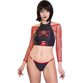 Womens Two Piece Swimsuit Drak Skull Bathing Suit with Cover up