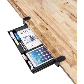 Large Under Desk Slide Out Storage Drawer, Adjustable Sturdy C-Clamp Tray, 20" (24.8" Including Clamps) 11.8" Pull Out Drawer, Smooth Sliding Rail Design for Keyboard Mouse Desk Extender Organizer