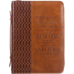 هدايا الفن المسيحي Forro Para Biblia Yo se Los Planes Jeremiah 29:11، Dos Tonos Marrón Cuero De Imitación، Grande