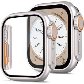 حافظة حماية شاشة لساعة Apple Series 7/8 مقاس 41 مم [تشبه حافظة Apple Watch Ultra] حافظة بتصميم من الزجاج المقسى لساعة IWatch 7 8 حافظة مقاس 41 مم لساعة Apple Watch 8 مقاس 41 مم