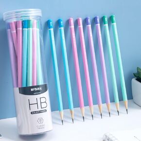 M&G 50 Pcs Hexagon Colored Pencils for Kids, Blue Unsharpened HB Pencils Graphite Wood Pencils with smooth writing for School, Office Supplies, Painting, Sketching, Weddings, Party