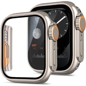 for Apple Watch Series 7/8 41mm Case Screen Protector Case [ Looks Like The Apple Watch Ultra Case ] Tempered Glass Design Case for Watch 7 8 Case 41mm for Apple Watch 8 41mm Cover (Black)