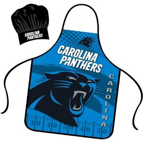 Carolina Panthers Apron Chef Hat Set Full Color Universal Size Tie Back Grilling Tailgate BBQ Cooking Host