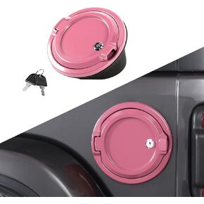 for JL Locking Fuel Door Gas Tank Cap Cover Fit for 2018-2024 Jeep Wrangler JL JLU 2/4 Door, Aluminum Fuel Door Exterior Accessories(Pink)
