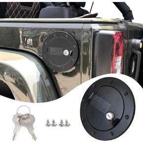 Locking Gas Cap Cover Compatible with 1997-2006 Jeep Wrangler TJ Unlimited Sport Rubicon Sahara Exterior Accessories Fuel Filler Door Gas Tank Cap Cover, Black