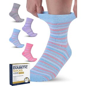 Pembrook Diabetic Socks for Women & Men - 4 Pairs Ankle Diabetic Socks socks for Neuropathy | Womens Diabetic Socks Size 9-11