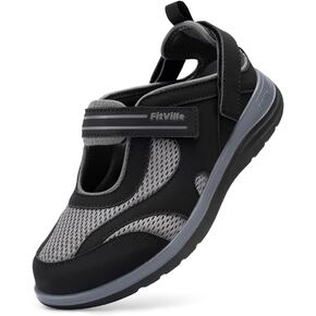 FitVille Women's Diabetic Shoes Extra Wide Width Diabetic Sandals for Women, Diabetic Walking Shoes Adjustable Closure Arch Support Orthopedic Shoes for Swollen Feet Plantar Fasciitis