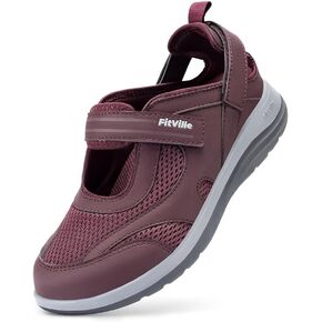 FitVille Women's Diabetic Shoes Extra Wide Width Diabetic Sandals for Women, Diabetic Walking Shoes Adjustable Closure Arch Support Orthopedic Shoes for Swollen Feet Plantar Fasciitis