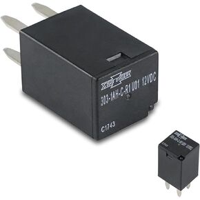 Pack-1 Car Relay, 4 Pins Relay Without Backrest, Motor System Plug, 303-1AH-C-R1 U01 12V Auto Starter Adapter Replacement, Compatible with Matsukawa Automobile (Black)