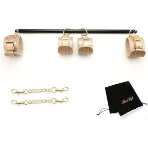 EXREIZST Adjustable Spreader Bar Black Set with 4 Adjustable Fur Gold Straps Sports Training Fitness Gear Home Gyms