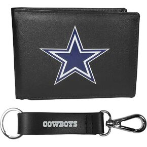 Siskiyou Sports NFL Dallas Cowboys Bi-fold Wallet & Strap Key Chain, Black, One Size, Medium (FBIL055KCS)