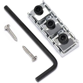 Electric Guitar String Locking Nut for Floyd Rose Style Tremolo Bridge with Mounting Screws and Wrench Chrome.