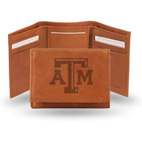 Rico Industries NCAA Alabama Crimson Tide Embossed Leather Trifold Wallet, Tan