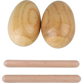 Wood Egg Shakers with Rhythm Sticks Musical Hand Percussion Instrument for Music Learning Pack of 2