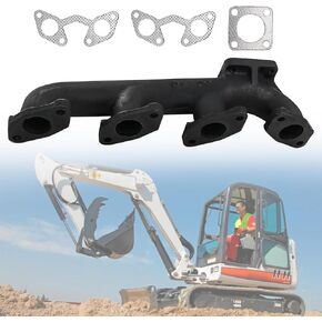 Exhaust Manifold Kit Replacement Compatible with Bobcat 331 334 335 337 341 430 E42 E45 751 753 763 773 7753 S130 S150 S160 S175 S185 5600 T140 Kubota V2203 Engine 6651482 6666791 6666781 6575580