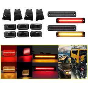14 Pack Hummer H2 Cab Roof Lamps Compatible with 2003-2009 Hummer H2 and H2 SUT Top Clearance LED Side Marker Light Kit Front Rear Amber/Red Cab Roof Lamps Replacement