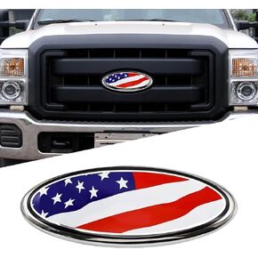Front Grille Tailgate Car Emblem, 9 Inch American Flag Overlay Emblem, Rear Tailgate American Flag Emblem Badge, Car Exterior Accessories Overlay Tailgate Metal Emblem Suitable for Ford F150 F250 in Saudi Arabia