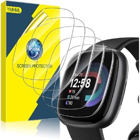 [ 6 Pack ] Compatible for Fitbit Versa 4 / Versa 3 Screen Protector, Fitbit Sense 2 / Sense Screen Protector, YMHML [Upgrade Flexible Film] Soft HD Clear Anti-Scratch Protector for Fitbit Accessories
