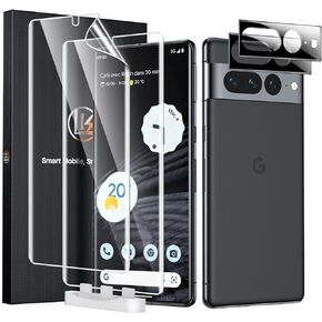 LK 2 Pack for Google Pixel 7 Pro Screen Protector 6.7-inch + 2 Pack Lens Protector with Positioning Tool, Self-Healing TPU Film, Touch Sensitive, HD Ultra-Thin