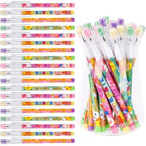 Kolewo4ever 48pcs HB Easter Pencils Translucent Pencil Multipoint Pencil Multicolor Non Sharpening Stackable Pencils Pop Up Plastic Pencils Rabbit, Egg Printed Easter Day Elements Pencils