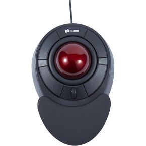 MCSaite Wired Trackball Mouse with Scroll Ring - Big Trackball Mouse with 4 Mouse Buttons and Detachable Wrist Rest - Red Ball