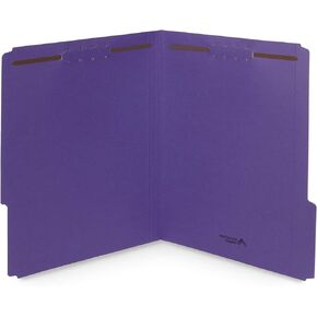 50 Purple File Folders with Fasteners, 1/3 Cut Reinforced Tab, Durable 2 Prong Fastener File Folder, Designed to Organize Standard Medical Files, Law Client Files, Office Reports, Letter Size, Purple