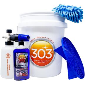 303 Products Car Wash with Wash Mitt - High Foam Formula - Ultra Concentrated Formula - Deep Gloss Finish - for A Clean Streak-Free Shine - Safe for All Paints - Bubble Gum Scent, 18 fl. oz. (30577)