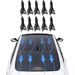 10PCS Rear Roof Spoiler, Roof Wing Auto Spoiler, Shark Fin Antenna, Shark Fin Spoiler Diffuser, ABS Plastic Roof Decoration Spoiler Wing, Car Exterior Accessories Rear Spoilers for Car (Black)