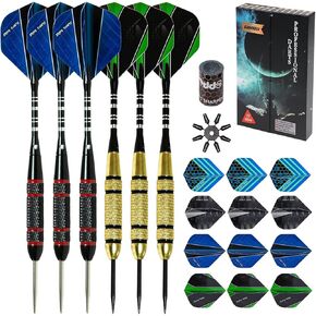 مجموعة سهام ذات طرف فولاذي احترافي | أسطوانة نحاسية 24 جرام/22 جرام/20 جرام/18 جرام مع 12 قطعة من رحلات السهام + مبراة السهام + حافظة مغناطيسية + أداة رمي السهام (6 عبوات) in Kuwait