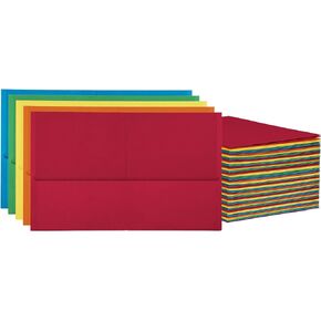 Oxford 2 Pocket Folders, Mega Box of 125, Textured Paper Folders, Assorted Colors (Light Blue, Green, Yellow, Orange, and Red), Letter Size (57541)"